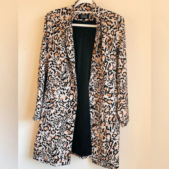 Dennis Basso Printed Twill Button Front Jacket - Leopard Print - Size S - Picture 16 of 16